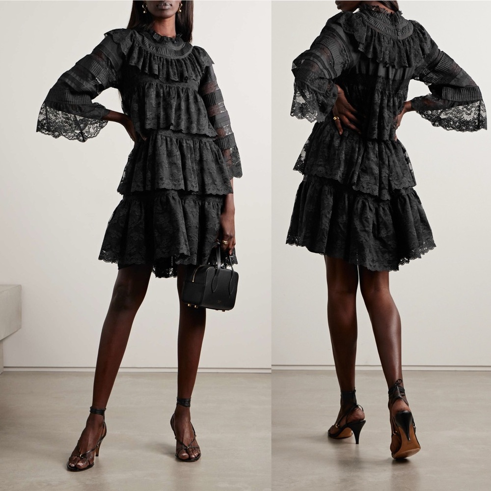 Doen Oralie Tiered Ramie And Lace Mini Dress - Picture 2 of 8